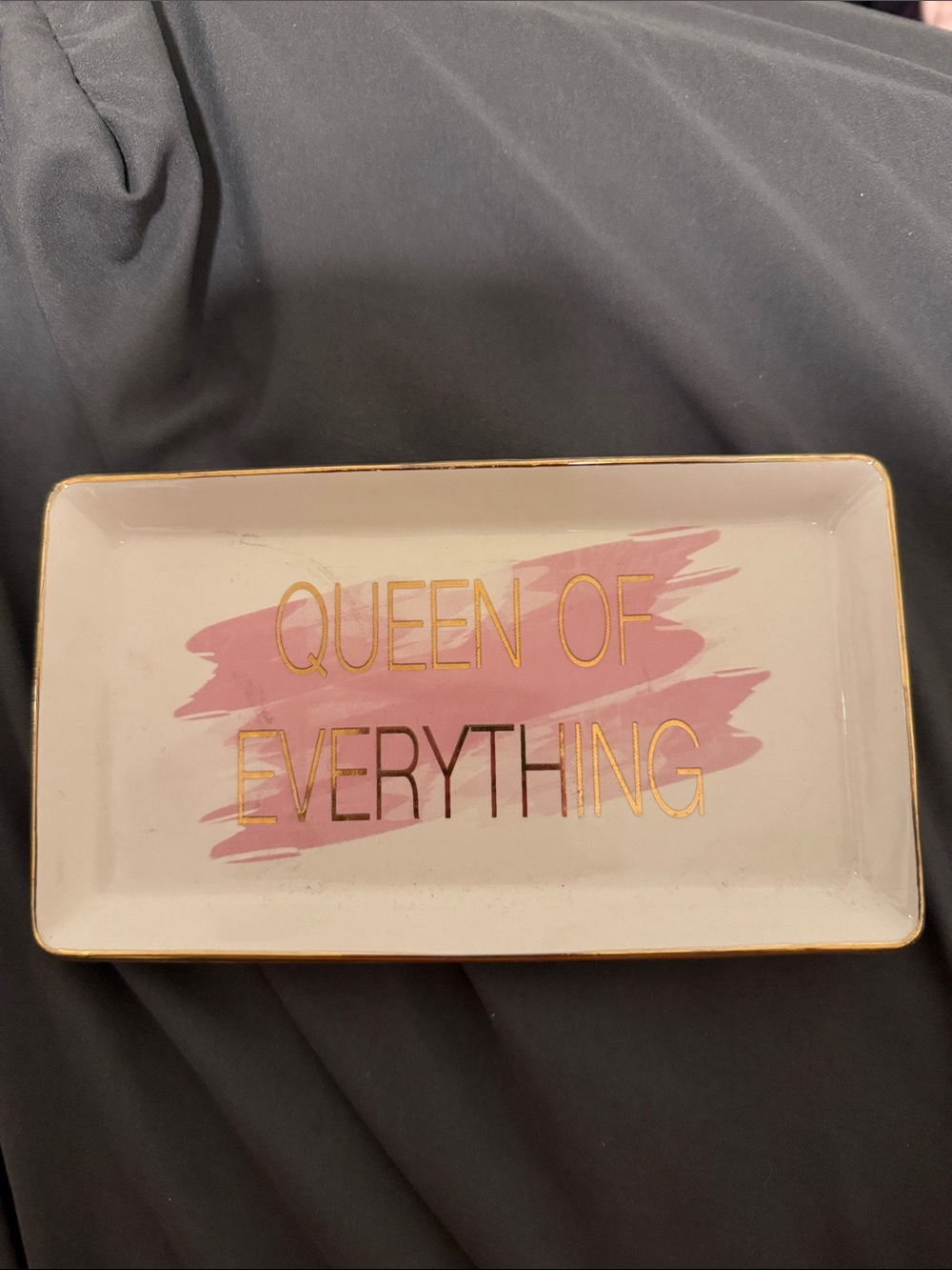 Queen of Everything Trinket Tray - Pink & Gold